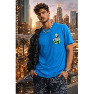 NWT Open 925 Just Because You Did It Blue Graphic Short Sleeve T Shirt Men L